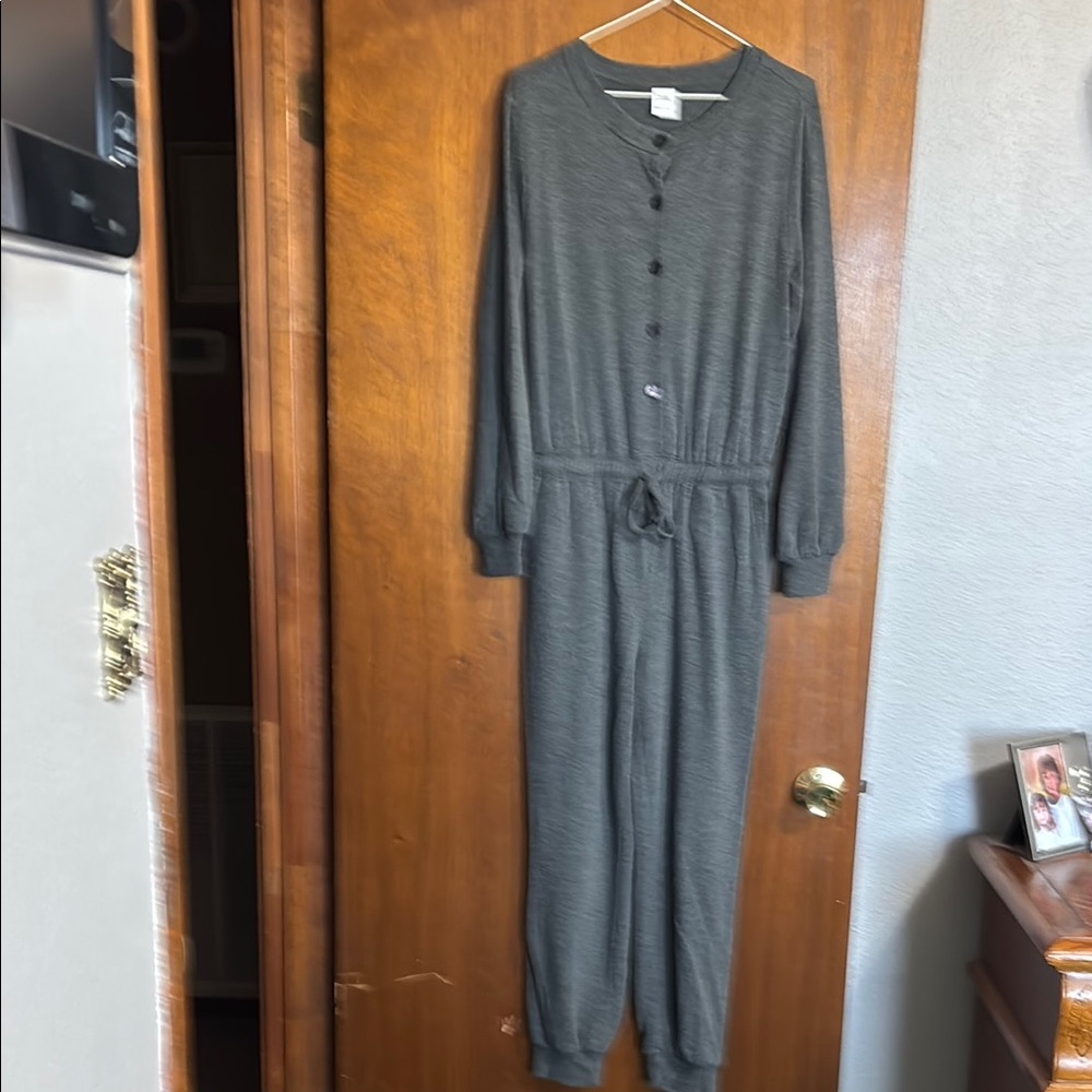 Gray Button-Up Jumpsuit